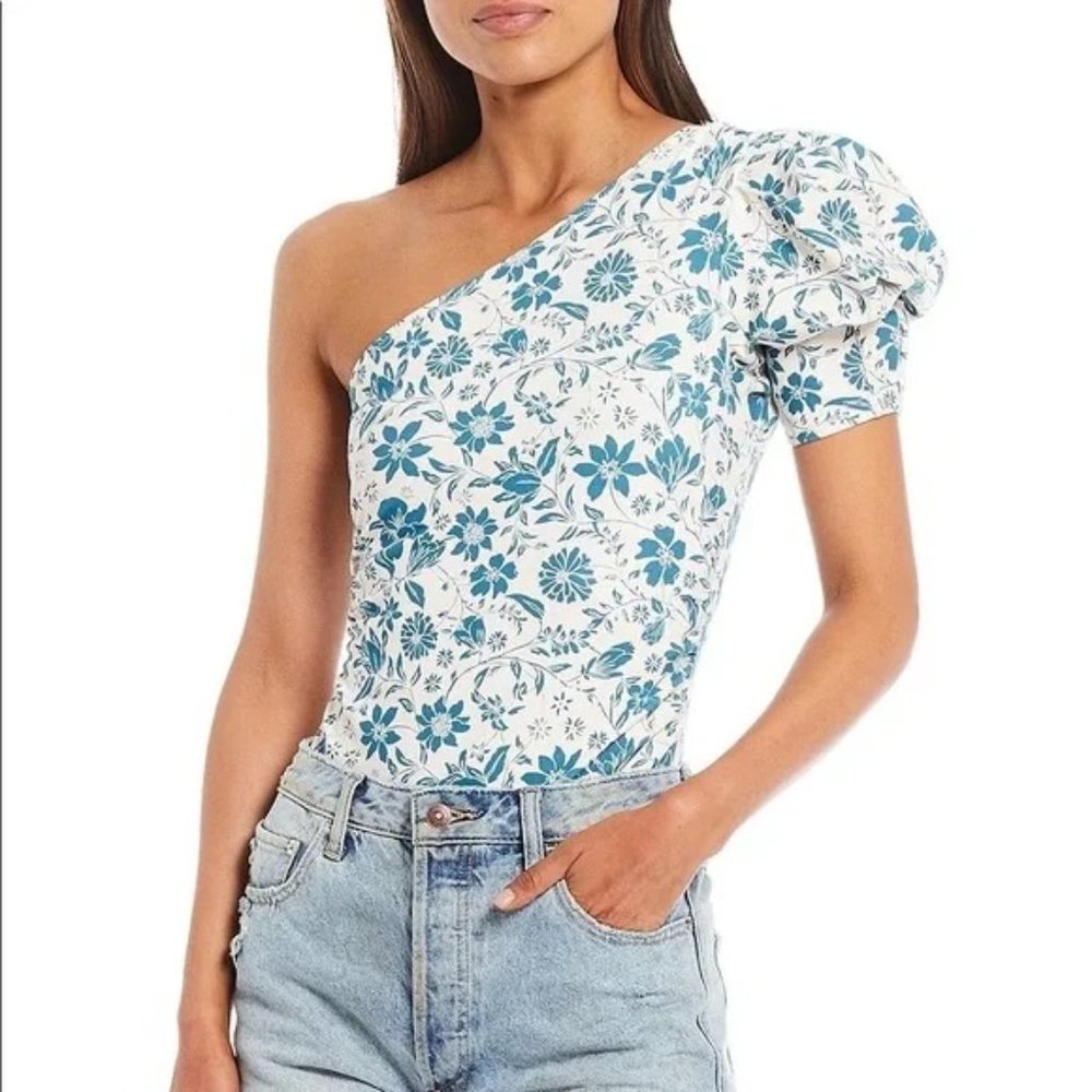 New Free People INTIMATELY Somethin' Bout You Bodysuit L Blue Floral